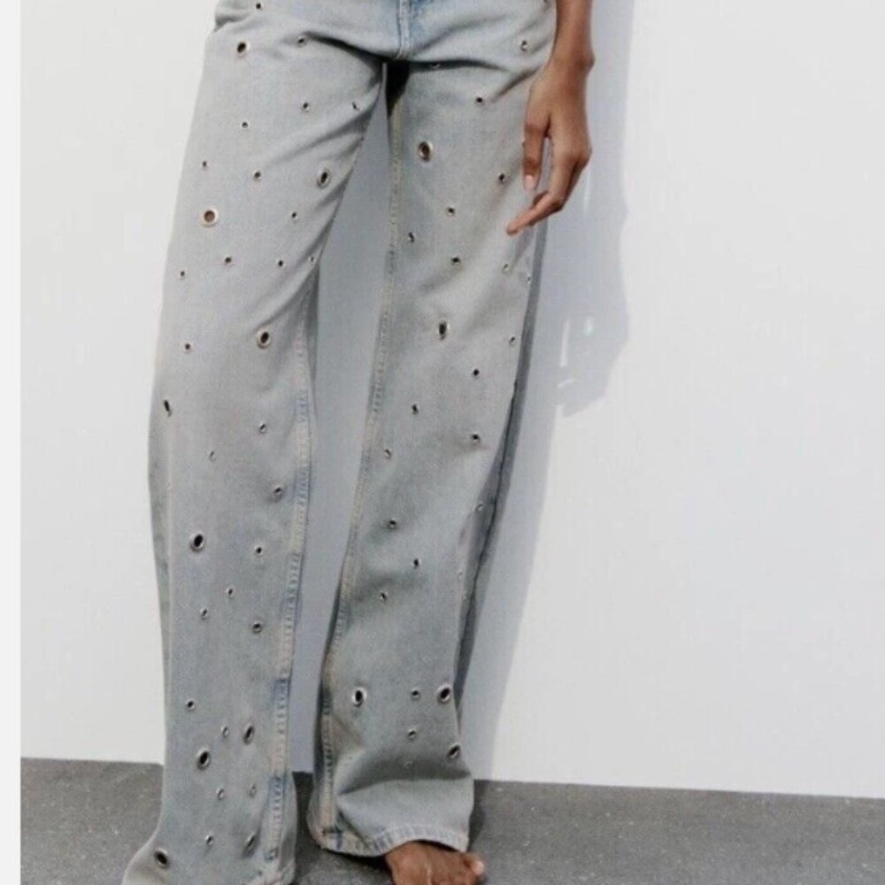 Zara Jeans with Eyelet Details